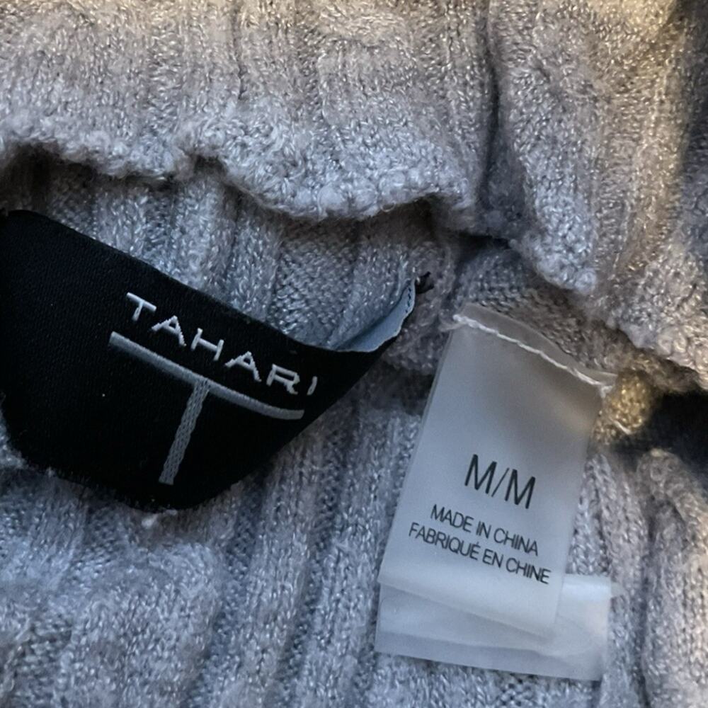 Tahari Gray‎ Cable Knit Mock Neck Sweater Women’s Long Sleeve Classic Cozy- M - Picture 4 of 10